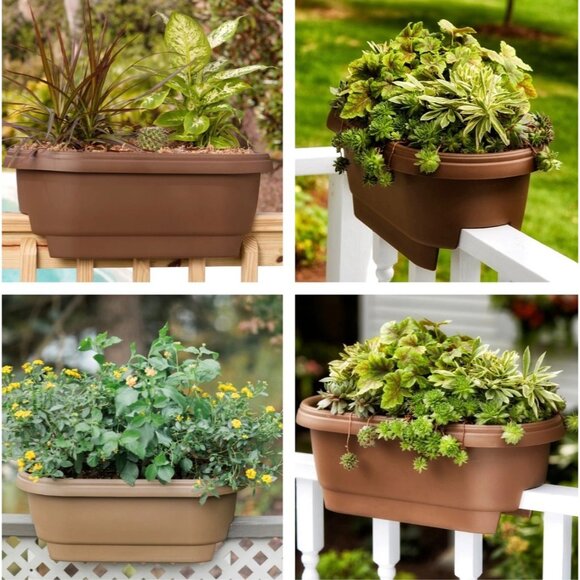 Bloem Terra Cotta Oval Deck Rail Planter 24" Elevated Garden Box (Quantity 2) - Picture 5 of 16